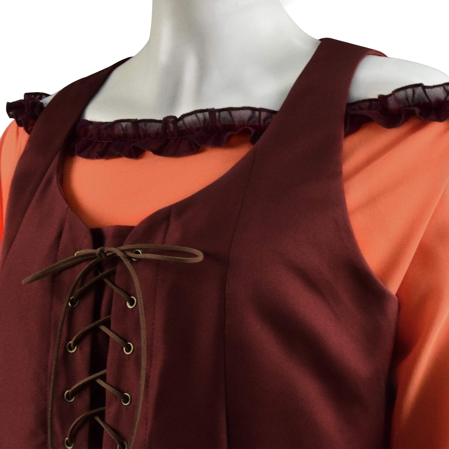 Womens Witch Sisters Costumes Medieval Cosplay Dress Robe with Earrings Full Set for Halloween US Size