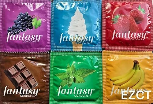 Paquete de 48 condones con sabor a fantasía variedad de sabores como vainilla fresa menta uva chocolate y plátano La diversión aleatoria que no