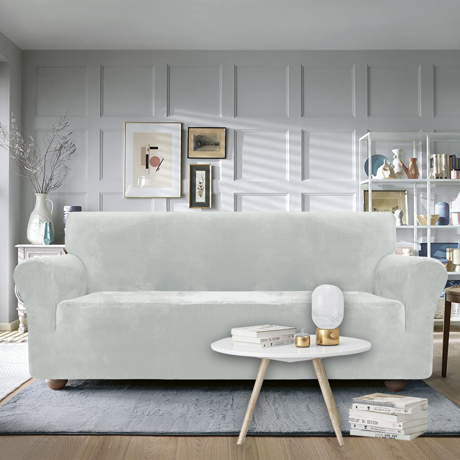 Ystyle Copridivano Velluto, Copridivano 3 Posti Con Braccioli, Copridivano Antigraffio Gatto, Copri Divano Elasticizzato, Universale Copridivani Antimacchia Lavabile Antiscivolo, Grigio Sliver