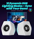Edifier G2000 RGB Gaming Speakers, 32W Peak Power, Compact Design for PC/PS4/Desktop, Bluetooth 5.1, 3.5mm AUX, Game/Movie/Music Modes, 12 RGB Lighting Effects - White