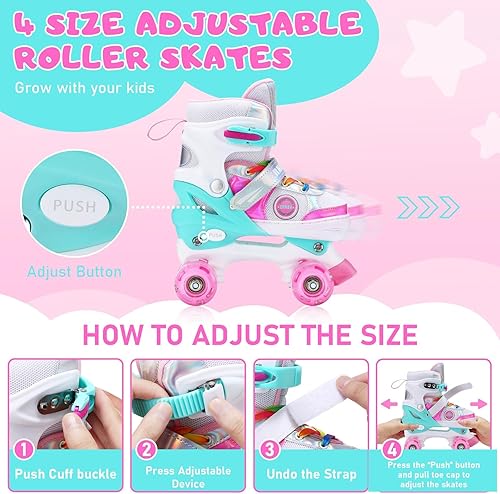 Miniatura 2 de Patines de ruedas ajustables para niñas y niños, con iluminación de 8 ruedas