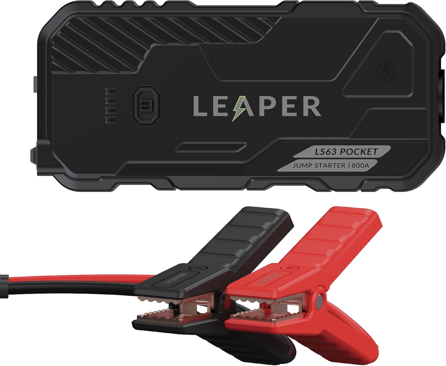 Leaper 12V Jump Starter, Black, 800A Peak Current, 10000mAh Capacity. Single Pack with Carry case - Green