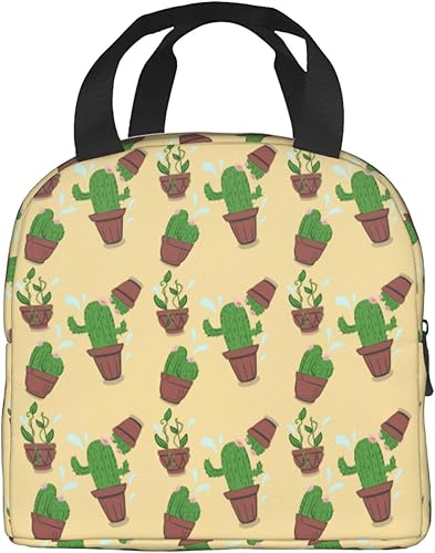 Miniatura 3 de Lonchera con diseño de cactus para mujeres y hombres, con aislamiento, reutilizable, organizador de almuerzo, impermeable, bolsa de mano refrigerante