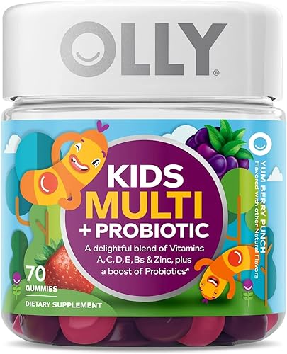 ijk Multivitamínico para niños + gomitas probióticas, vitamina A, C, D, E, B, zinc, bayas, 70 unidades