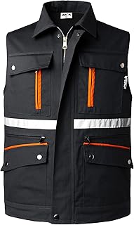 Chaleco Tip Safari para Hombre Chaleco de Trabajo con Bolsillos Chaqueta Sin Mangas para Caza Fotografía Chaleco Reflect...