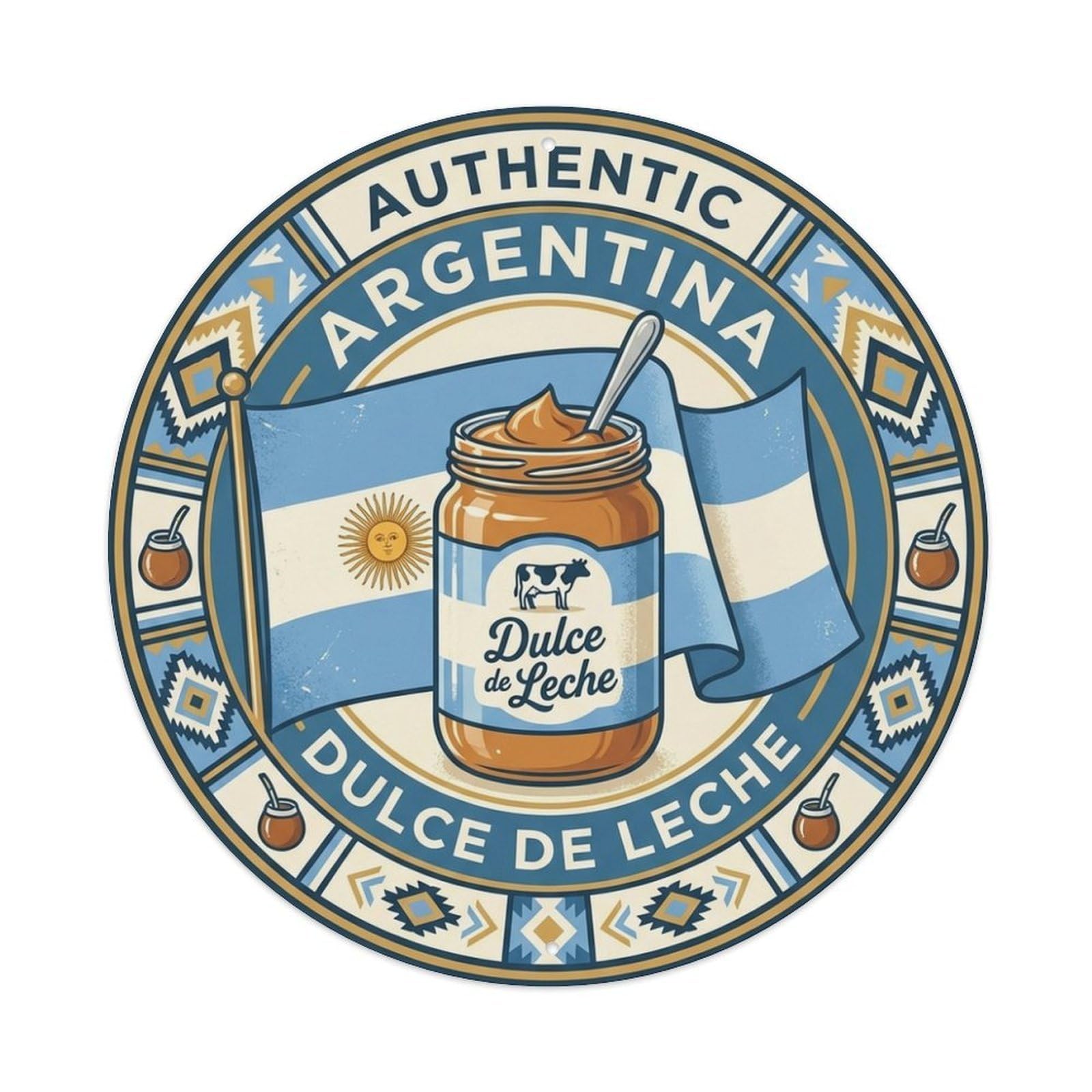 Olhnbad Style Argentina Travel Dulce De Leche Dessert Cuisine Metal Tin Sign