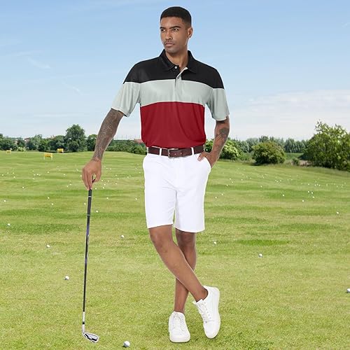 Miniatura 5 de TIHEEN Camisas polo de manga corta para hombre, absorben la humedad, camisas de golf de preformidad grandes y altas