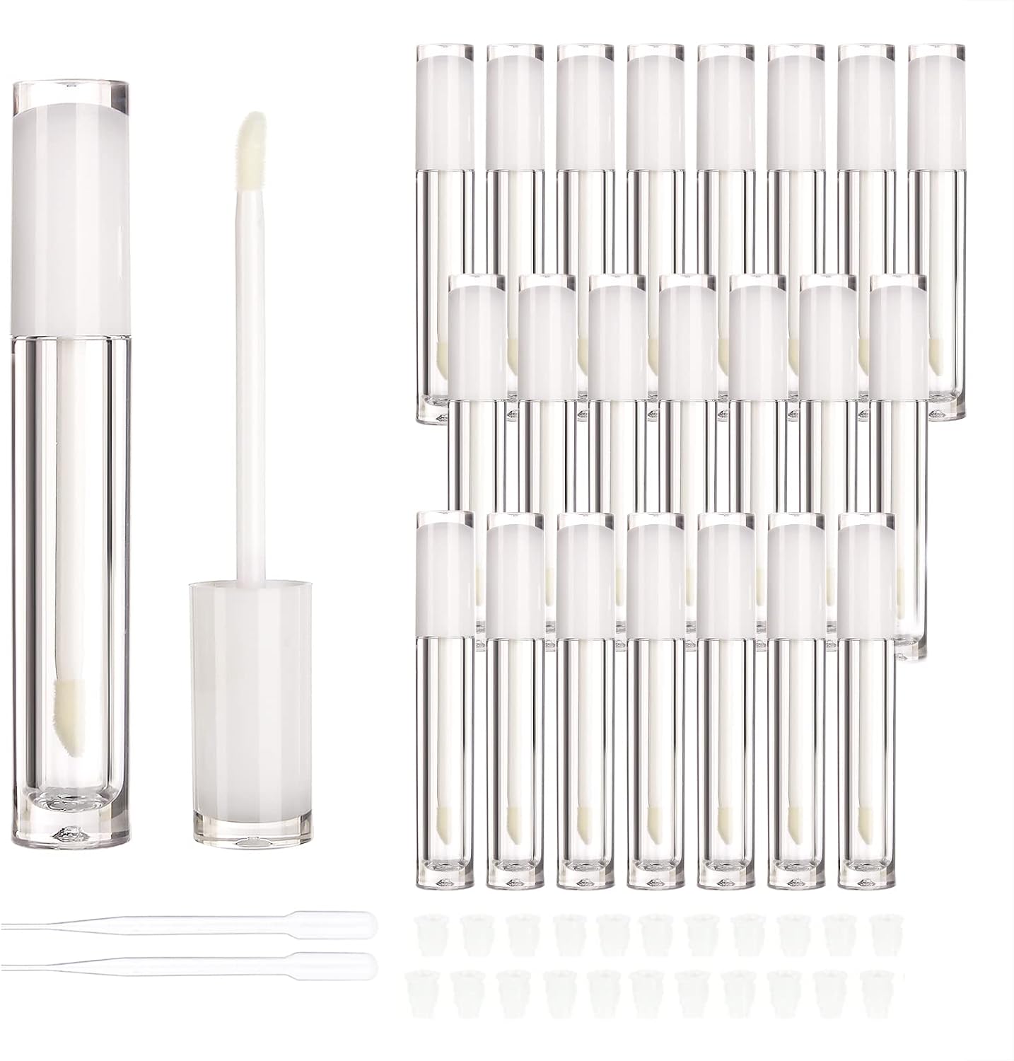 COSIDEA 22 pack empty round 5ml white lip gloss tubes cute lipgloss tube containers with wand wholesale in bulk lip balm container packing