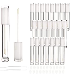 COSIDEA 22 pack empty round 5ml white lip gloss tubes cute lipgloss tube containers with wand wholesale in bulk lip balm container packing