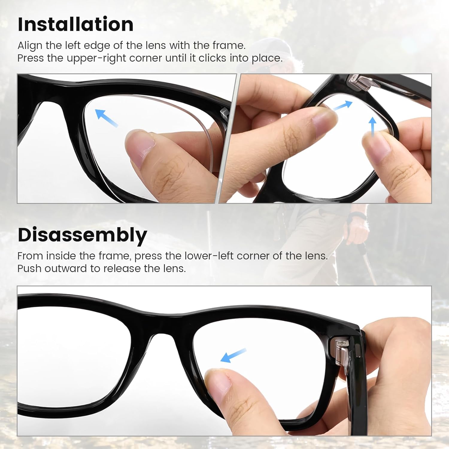 Replacement Clear& Blue Light Blocking Lenses for Ray-Ban Meta Wayfarer RW4006/(Gen 2) RW4012 50mm& RW4008 RW4012 53mm - Image 6