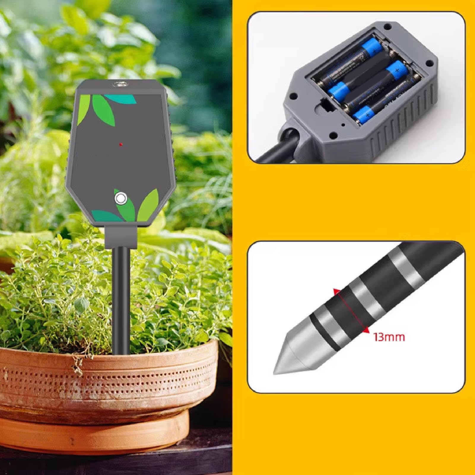 Bewinner 8 en 1 Probador de Suelo Bluetooth, Temperatura de PH Digital de la Temperatura del Sol Fertilidad Ambiental y Medidor de Suelo con Pantalla LCD para Plantas en Interiores