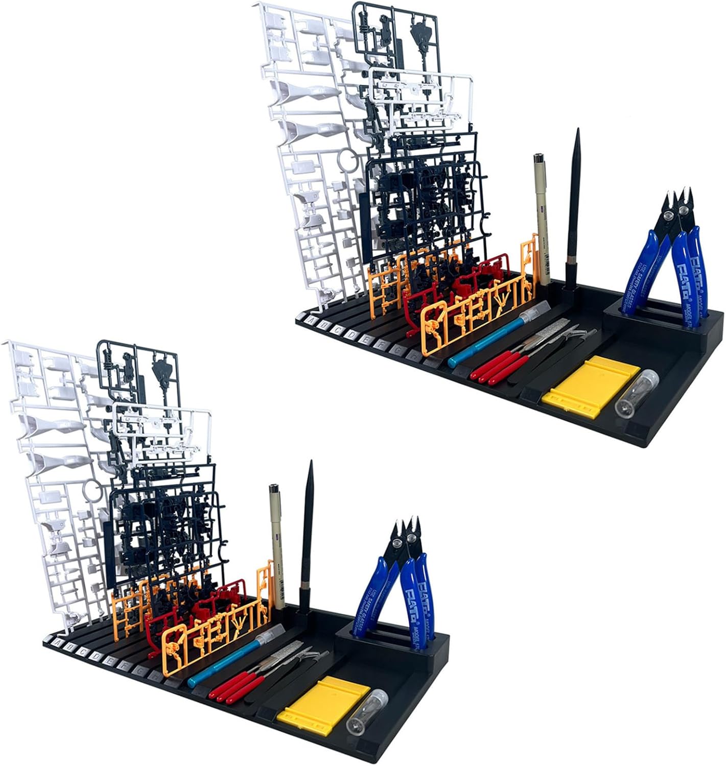 2-Piece Model Kit Tools Organizer Stand with Storage Rack, A storage rack suitable for various Gundam character models and Gunpla parts and accessories.