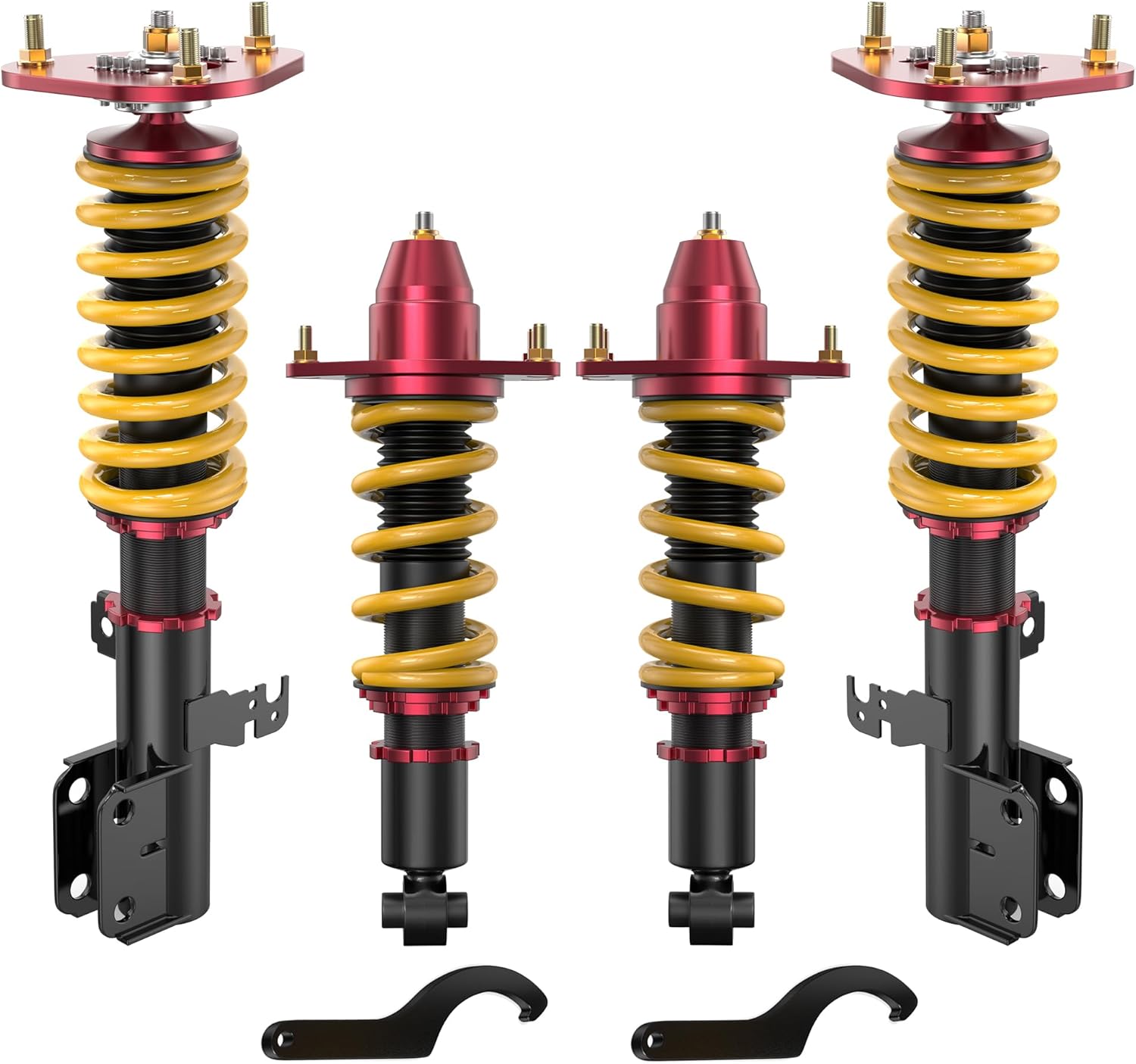 Lowering Coilovers Struts Compatible for 2005-2010 Scion TC Front & Rear Shocks Adjustable Height Suspension Coil Spring Strut (Set of 4)(Yellow)