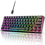 RK ROYAL KLUDGE RK61 Wired 60% Mechanical Gaming Keyboard Programmable QMK/VIA RGB Backlit 61 Keys Ultra-Compact Hot Swappable Red Switch White