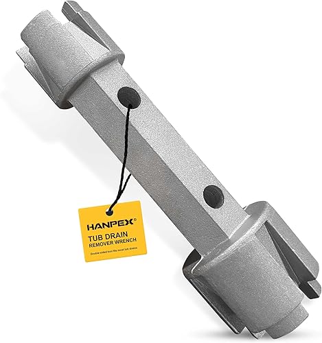Hanpex Llave para desagües de bañera, llave de drenaje de doble extremo para desagües de baño, desagües de ducha y espudones de armario, aluminio Hanpex Llave para desagües de bañera, llave de drenaje de doble extremo para desagües de baño, desagües de ducha y espudones de armario, aluminio