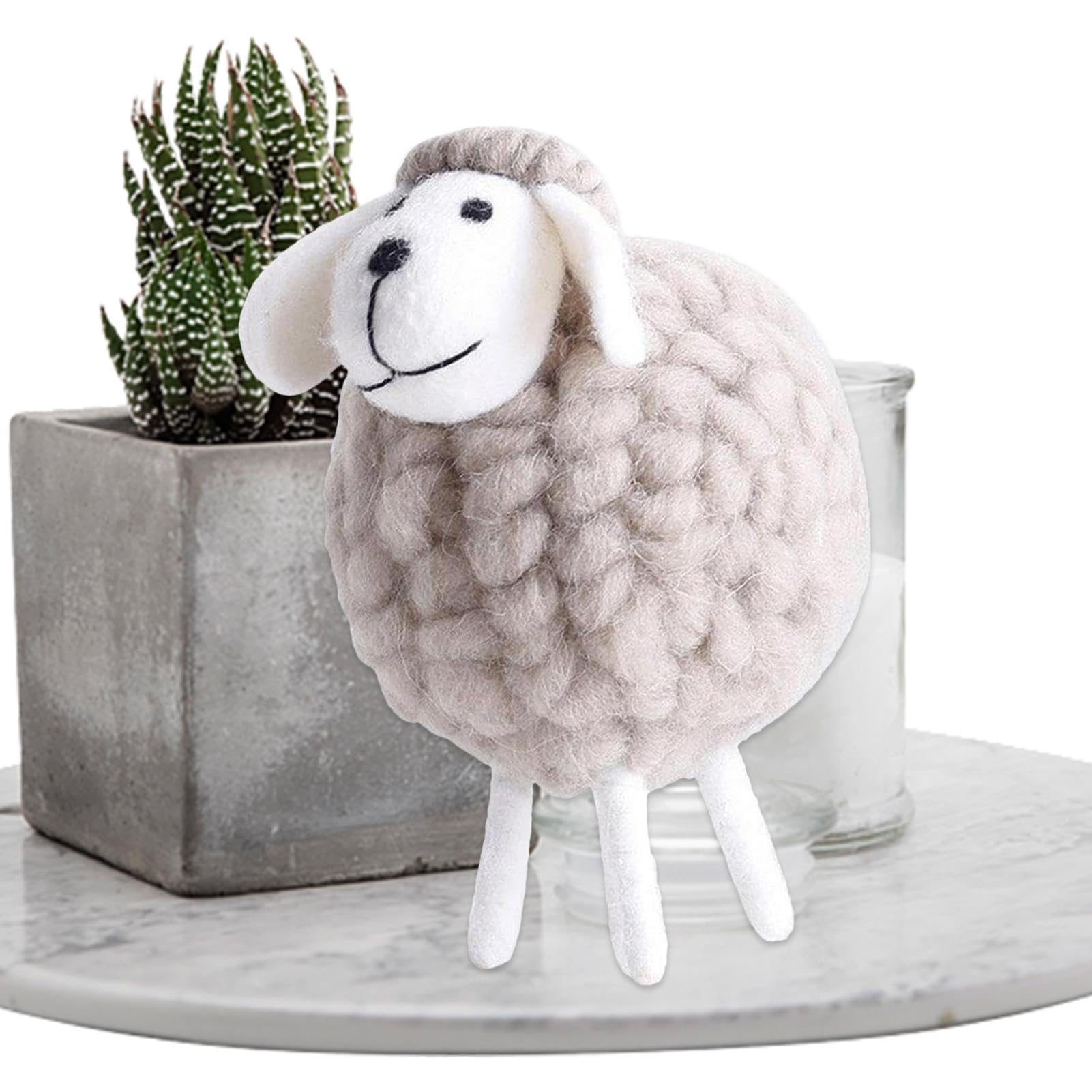 Amazon.co.jp: フェルト羊の置物、手作りのフェルトラムの置物