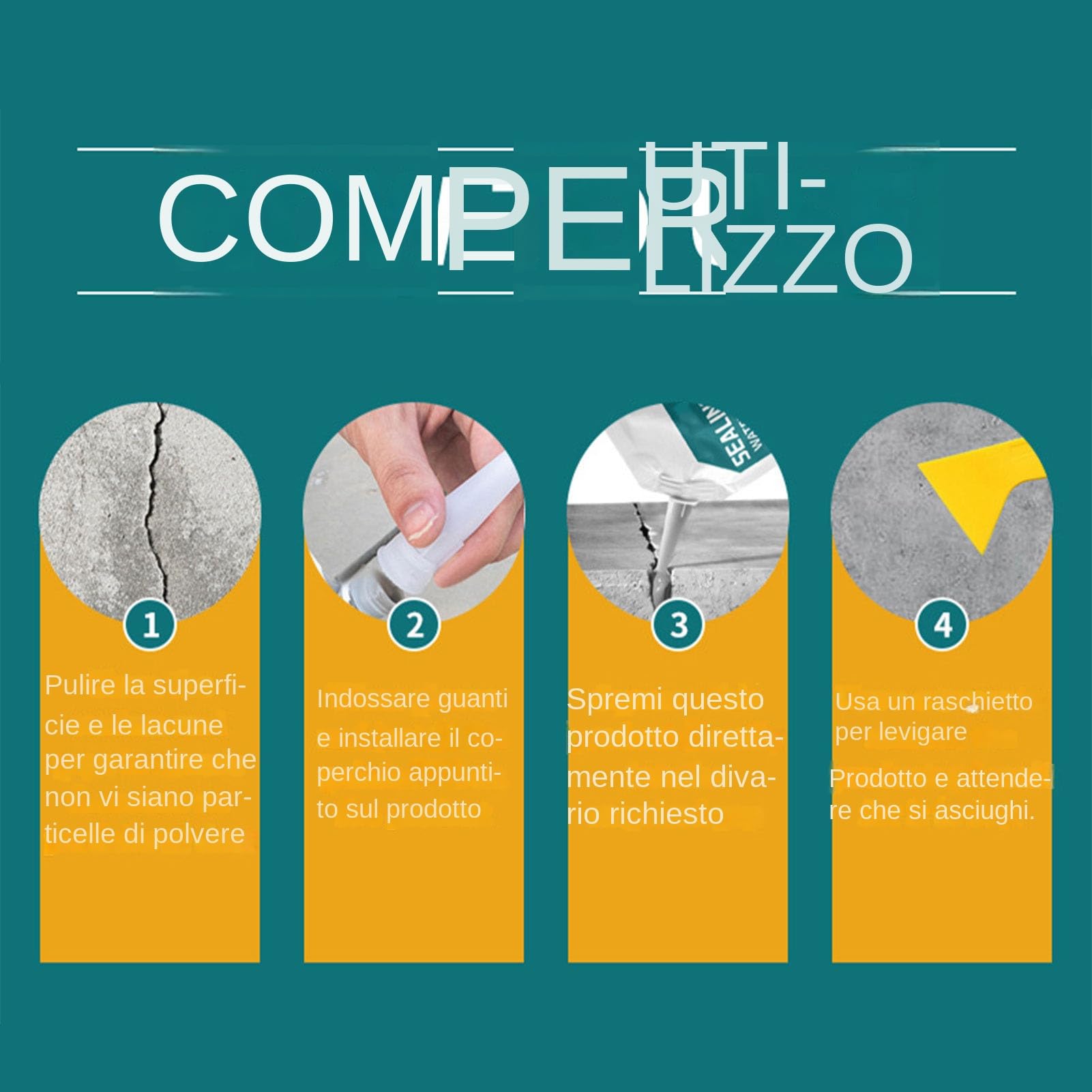Riempitivo per crepe in cemento – sigillante elastico a rapida asciugatura 500 ml | Riparazione per pareti, davanzali, vialetti, fughe esterne ed interne, protezione impermeabile durevole
