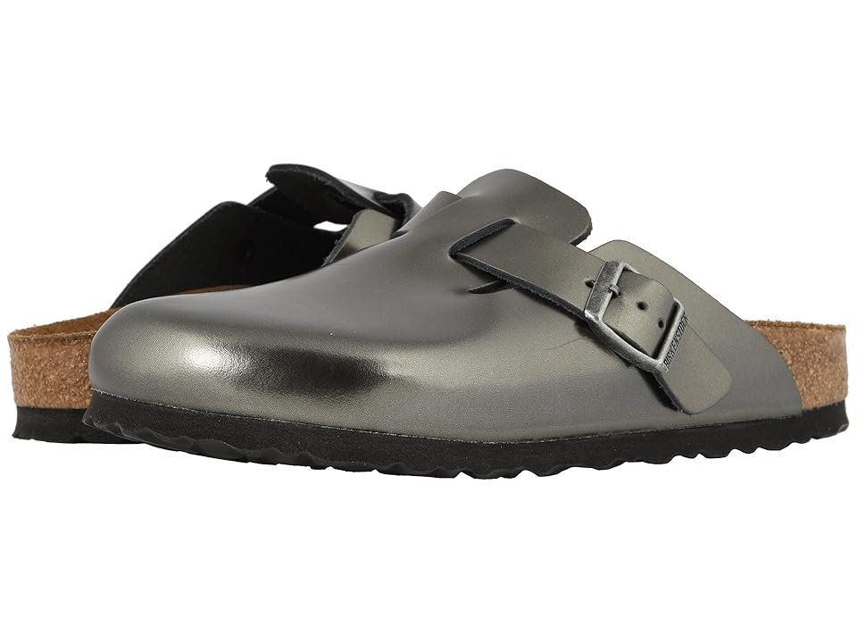 

Birkenstock Boston Soft Footbed (Metallic Anthracite Leather) Women's Shoes