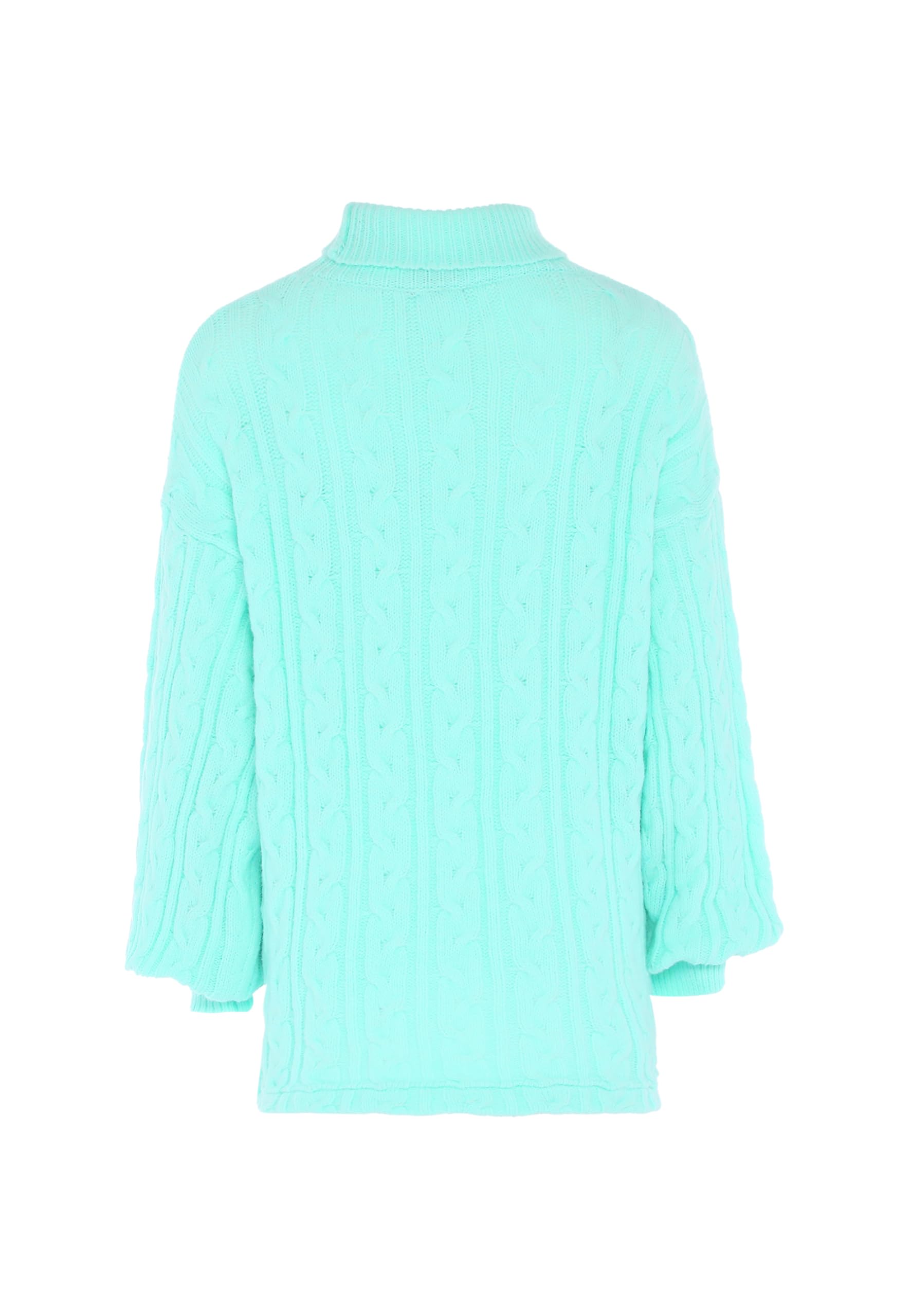Aleva Damski sweter z golfem Twist modny akryl delikatny miętowy rozmiar M/L, Delikatna mięta, M