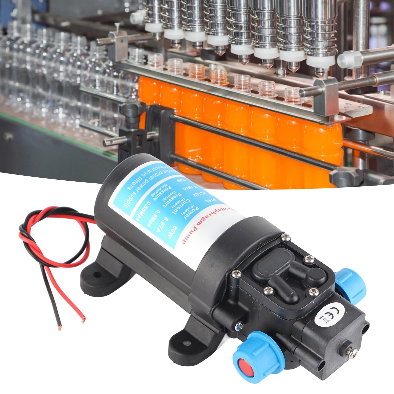 Bomba de microdiafragma eléctrica de alta presión DC bomba de refuerzo de autosucción 80W 6L/min para lavado de autos limpieza riego de flores pulverización de pesticidas (12V)