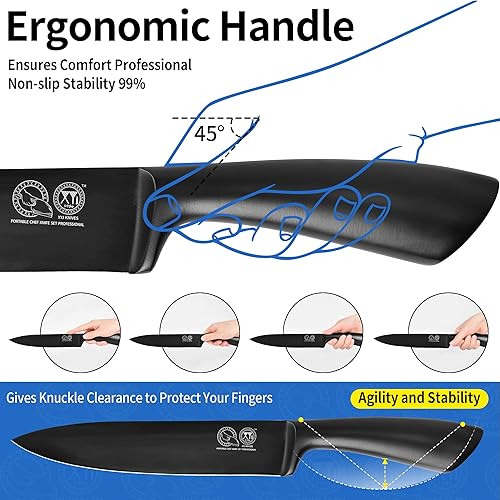 Miniatura 3 de XYJ Juego de cuchillos profesionales para maestros chefs, carnicero de carnicero para acampar, juego de cuchillos de chef con bloque magnético de