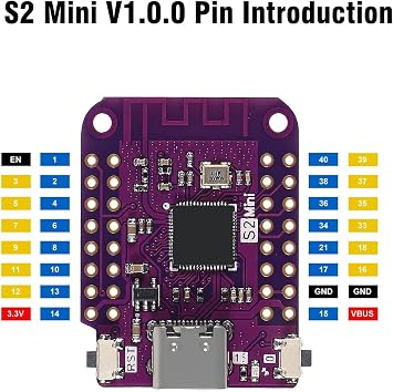 Binghe 3 pieces for ESP S2 Mini WiFi development board, for ESP module, ESP S2 Mini V1.0.0 ESP-S2 4MB Flash 2MB PSRAM WiFi development board Compatible with Arduino/MicroPython