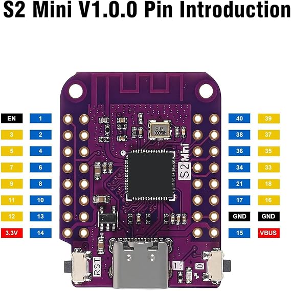 Binghe 3 pieces for ESP S2 Mini WiFi development board, for ESP module, ESP S2 Mini V1.0.0 ESP-S2 4MB Flash 2MB PSRAM WiFi development board Compatible with Arduino/MicroPython