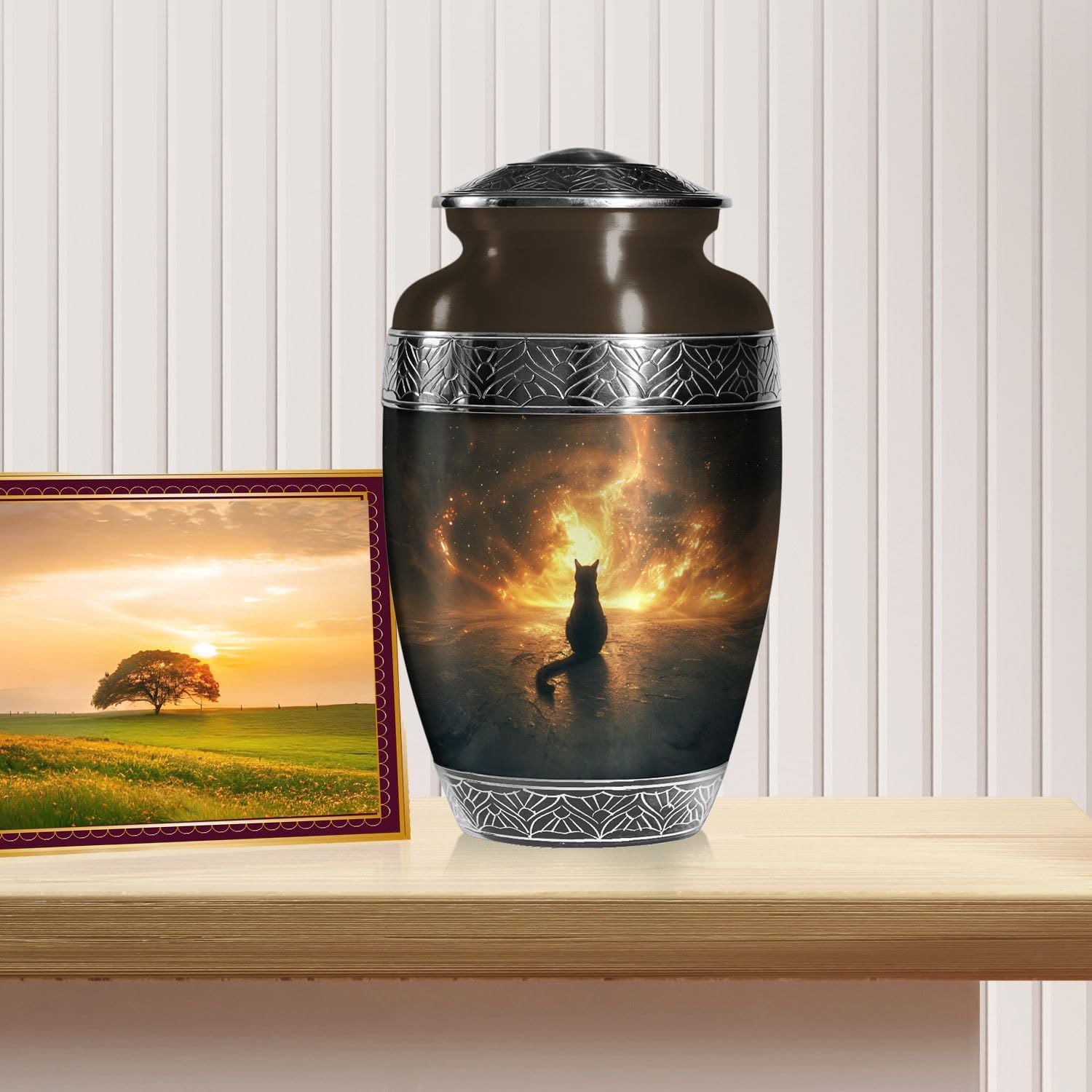 猫の骨壷 - 人間の遺灰用Lサイズ - 成人男性の火葬記念碑 - 遺灰用のコンパニオン骨壷