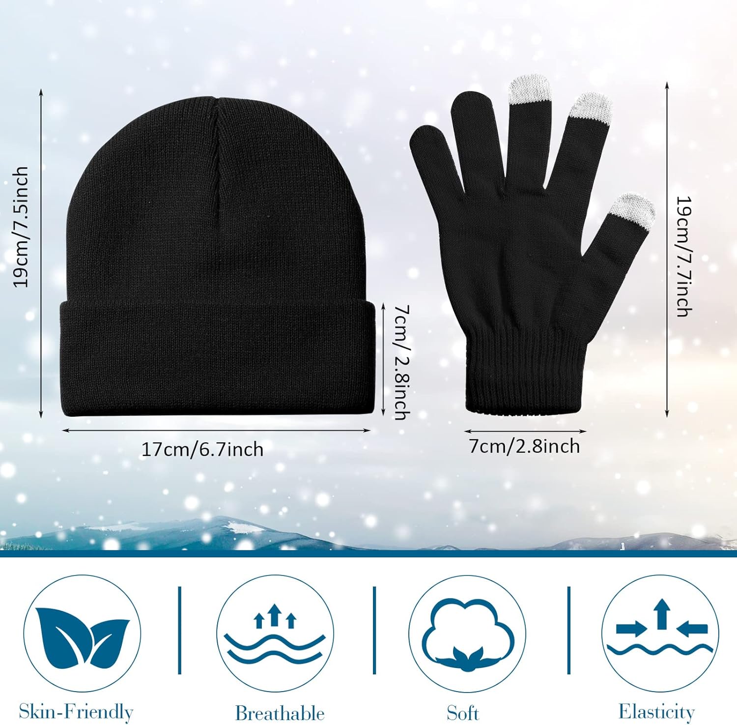 Kenning 56 Pcs Winter Beanies Hats Gloves Set Bulk Adults Unisex Beanies Hats and Touchscreen Gloves Warm Gift for Women Men - Image 2