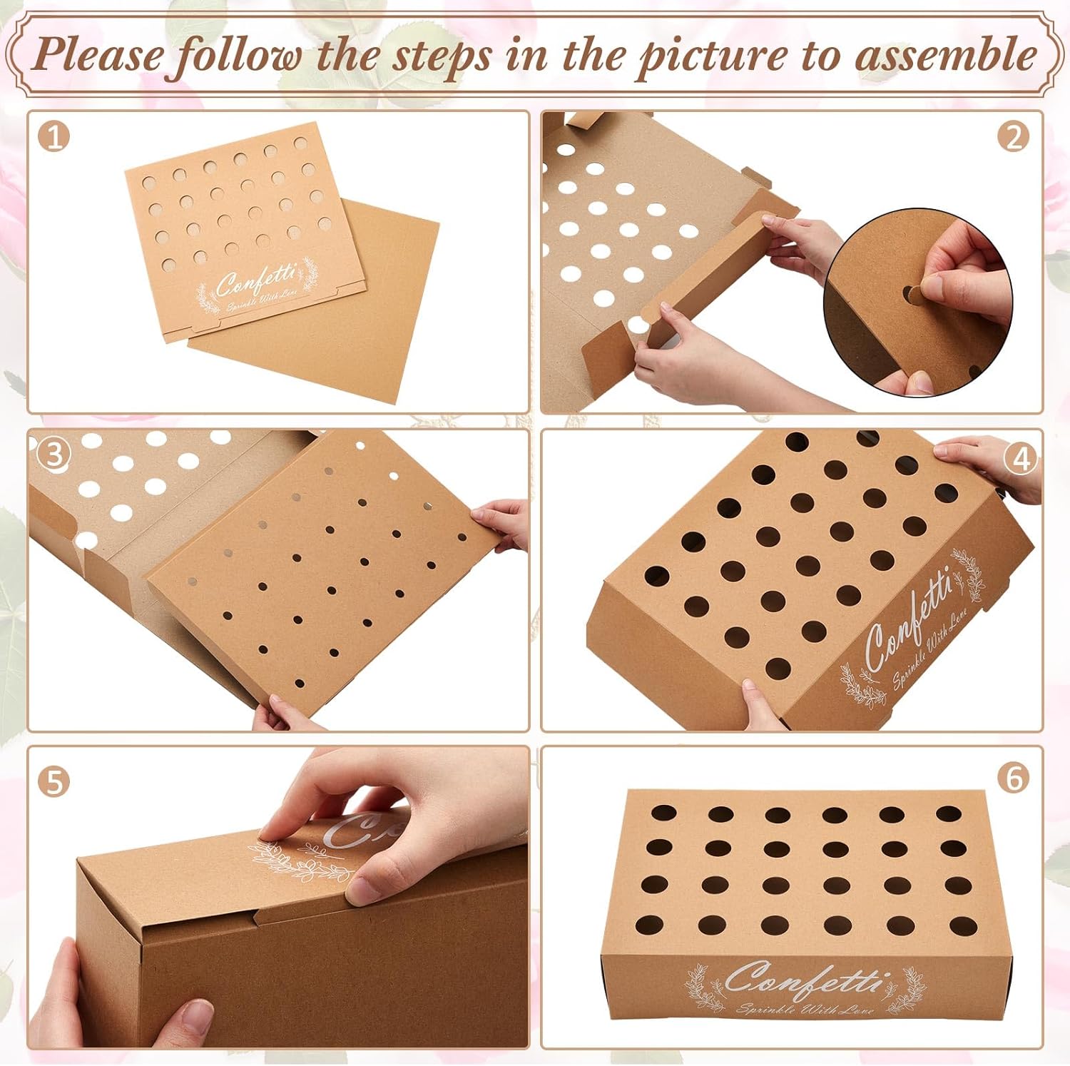 Wedding Biodegradable Confetti Cones Kit - 24 Confetti Paper Cones 1 Cone Holder Box Tray 5.29 oz Dried Flowers White Rose Petals with “throw Me” Stickers Wedding Decorations (24 Guests)