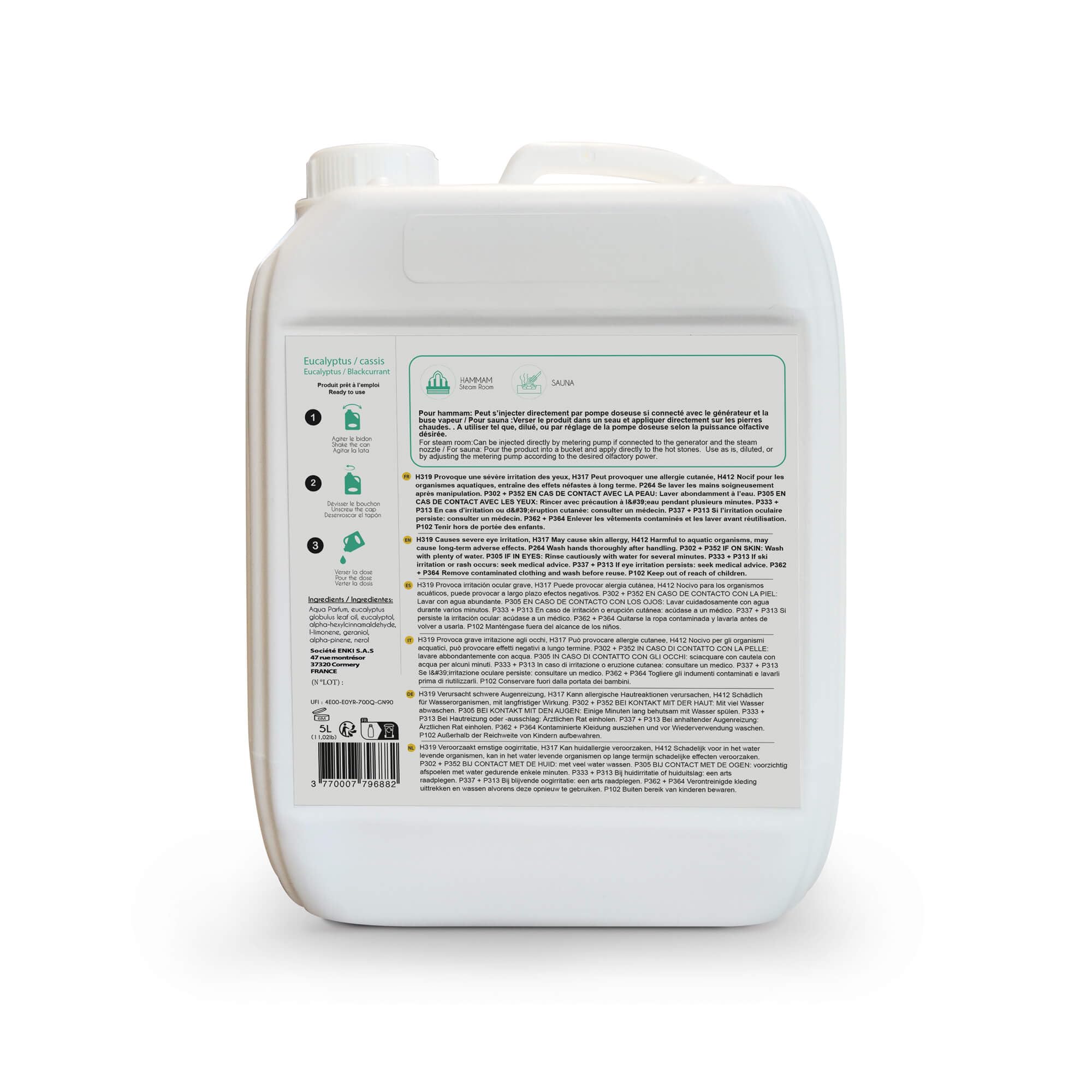 KIKAO- Elixir - Huiles essentielles pour Sauna et hammam - Cassis/Eucalyptus- Prêt à l'emploi