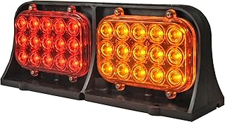 JAMMY LED Ag Light with 4-Wire Connector, Amber Warning + Red Stop/Tail Functions for Agricultural Machines and Farm Implemets (Right)