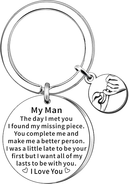 AMZQ Valentine Gifts for Husband Boyfriend Anniversary Keyring Gifts for Him Fiance Hubby Wedding Christmas Birthday Fathers Day Present for Men