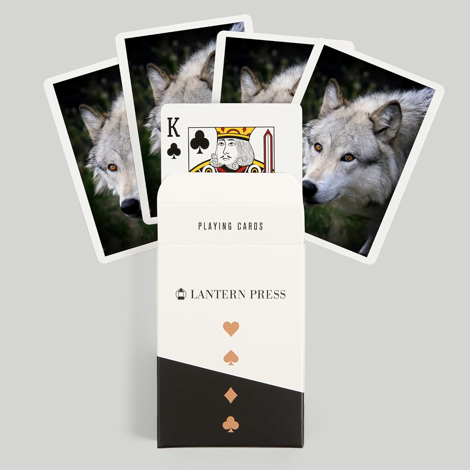 Lantern Press Wolf Face, 52 Playing Cards for Adults, Poker Size Card Deck