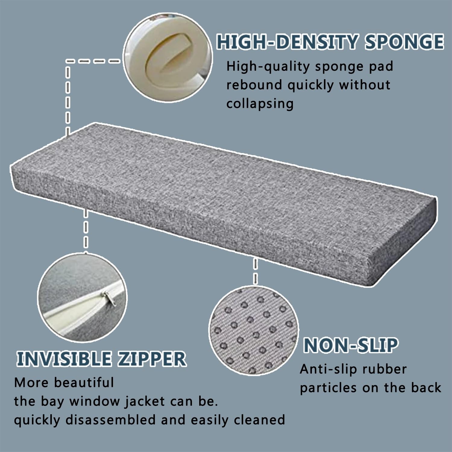 Cuscino Per Panca Da Esterno E Interno - Rivestimento In Lino, Antiscivolo, Lavabile - Misure 100x40 Cm - Foto 10