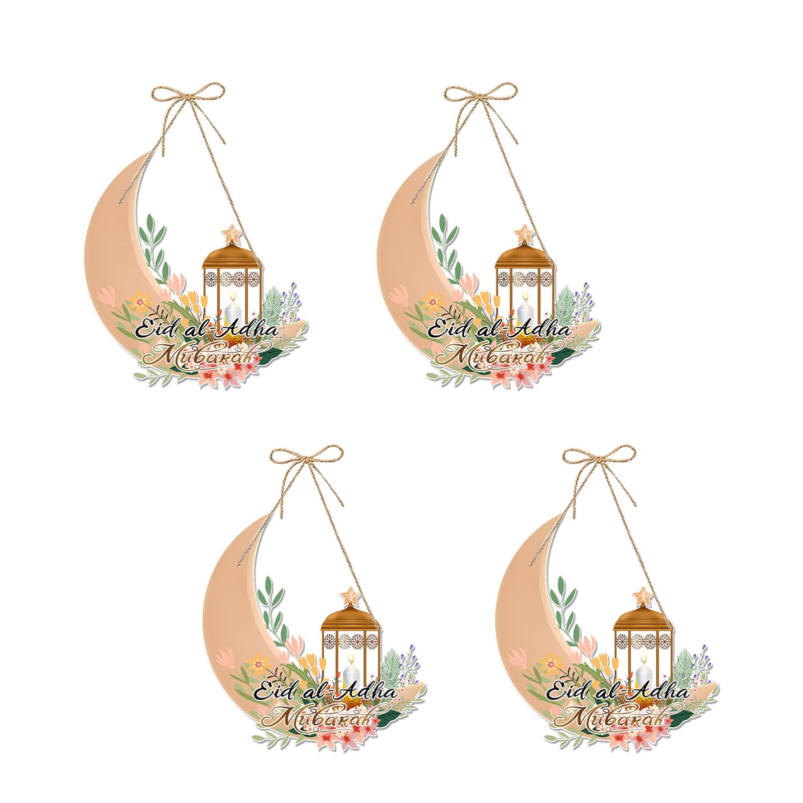 4Pcs Eid Festival Hanging Door Sign Festival Hanging Decoration Paper Door Sign Ornament for Front Decoration Party Supplies