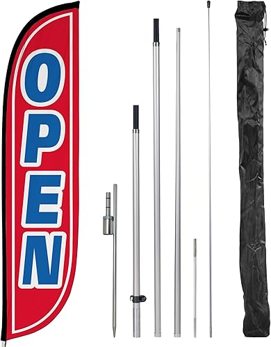 Miniatura 1 de LookOurWay Kit de asta de bandera de plumas, bandera publicitaria de 12 pies de alto con kit de poste de fibra de vidrio y pico de tierra para