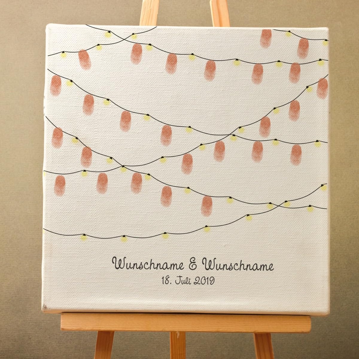 Madyes Księga gości weselnych, spersonalizowana płócienna girlanda dla pary młodej jako prezent, dekoracja ślubna, imiona z datą 50 x 50 cm, na blejtramie drewnianym