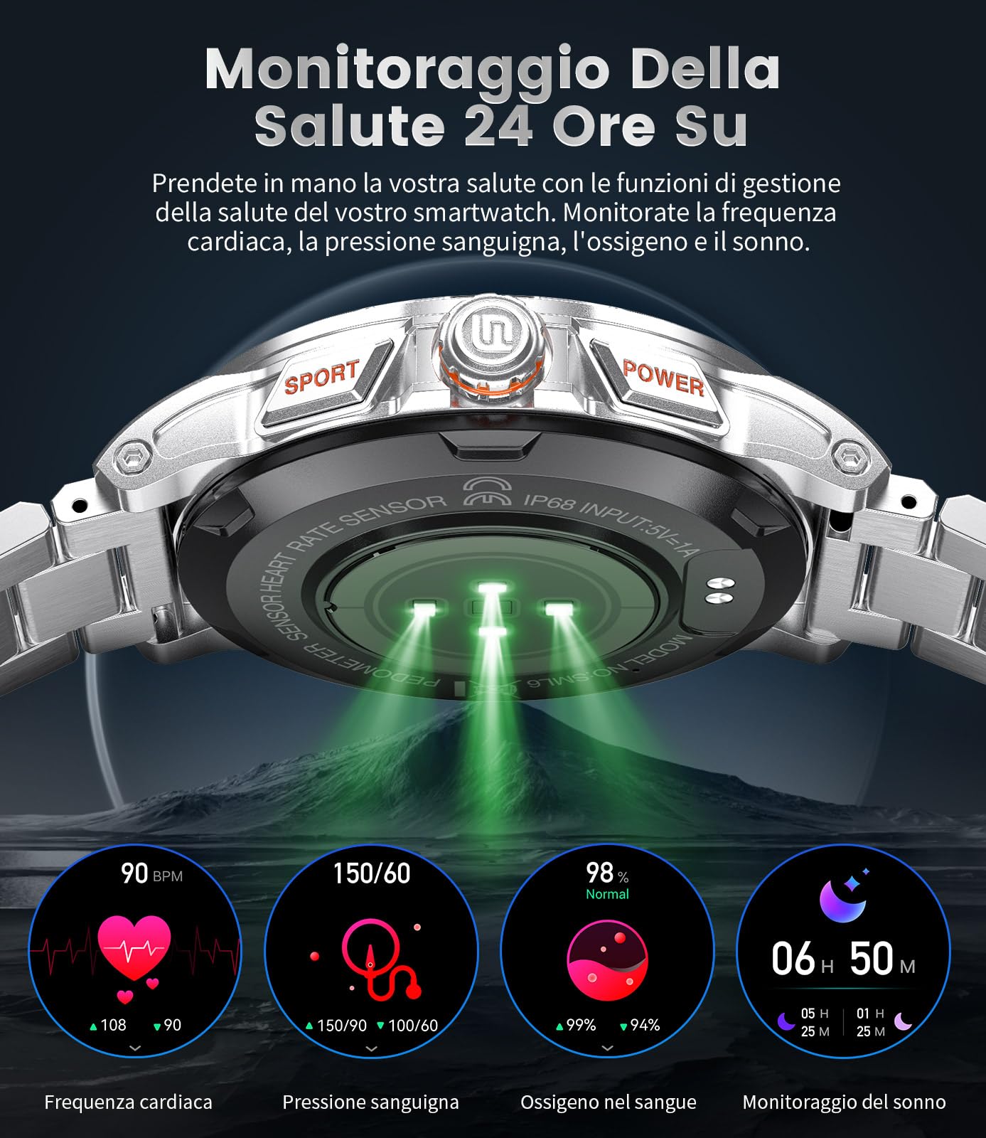 LIGE Orologio Smartwatch Uomo, 1.43" HD, IP68, 120+ sport, Bluetooth | AMOLED Display, 360mAh Batteria, Monitor Salute 24/7, Chiamate e Notifiche, Compatibile Android/iOS