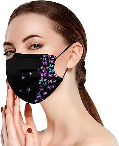 Miniatura 3 de 50 cubrebocas de mariposa, tela de protección de 3 capas, diseño de mariposa de verano para adultos y niños, regalo de fiesta al aire libre