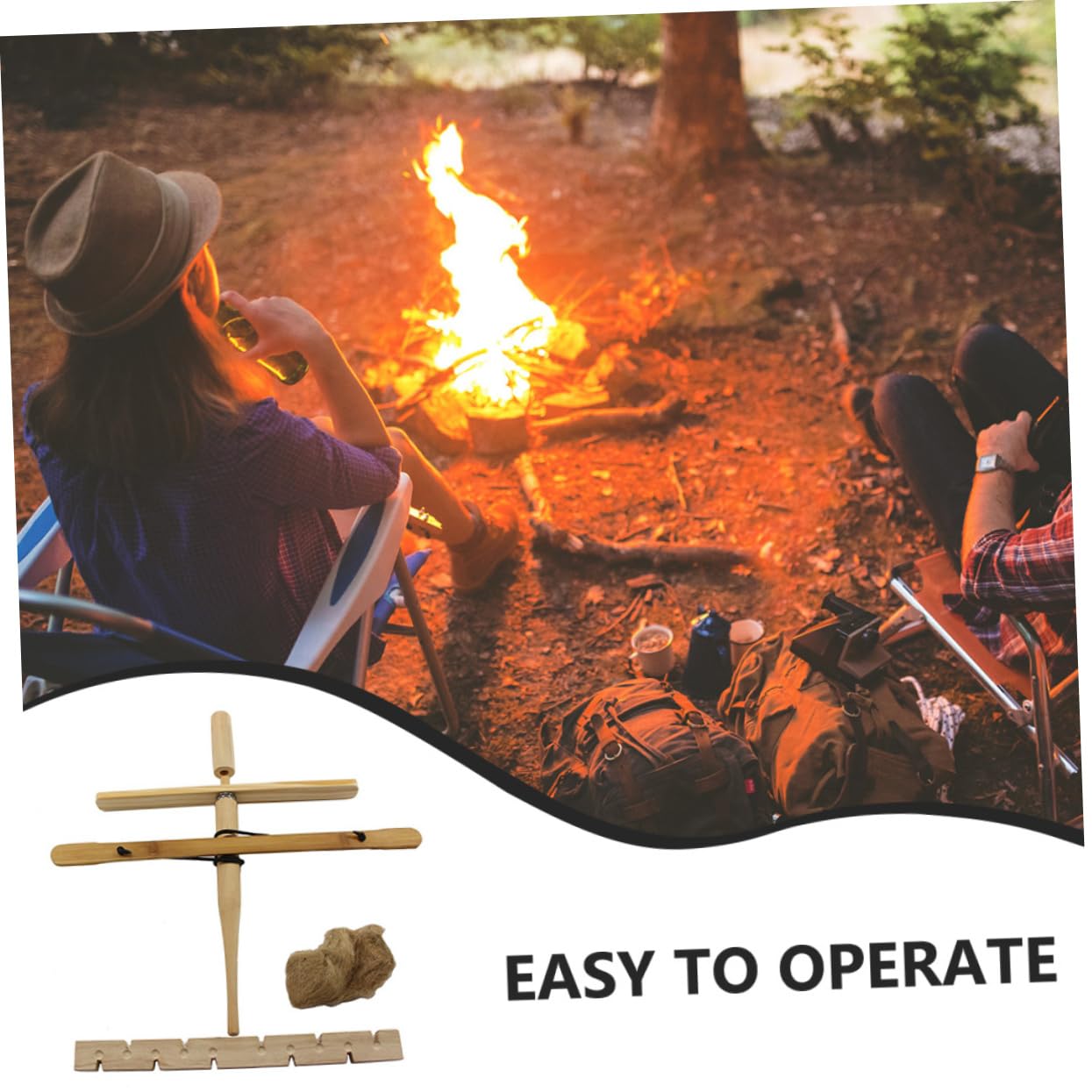 Sosoport 5 Sets Camping Feuer Ausrüstung Tragbare Feuer Bohrer Kit Outdoor Feuer Werkzeug Bohrer Starter Handheld Feuer Starter