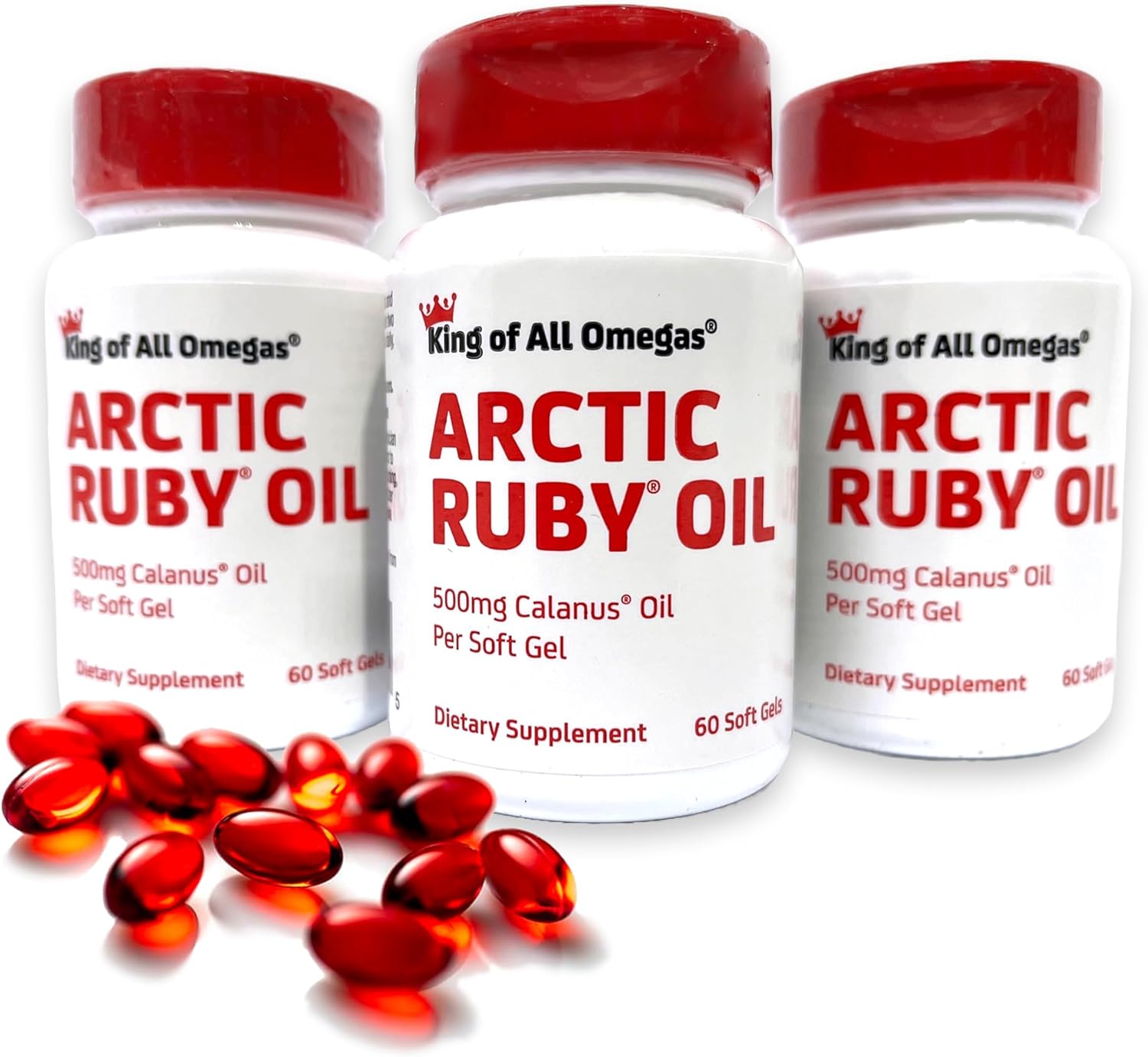 Arctic Ruby Oil - Omega 3 Supplement with Astaxanthin 2mg - Contains Essential Fatty Acids & Antioxidants - Supports Heart, Brain, Eye, Skin, Joint & Immune Health - 60 Softgels (3 Pack)