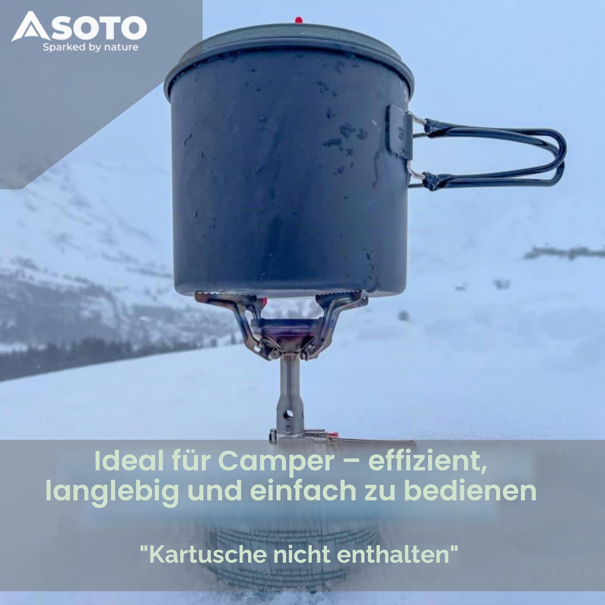 SOTO New River Pot Campingtopf 1000 ml Aluminium mit Deckel, 141 g | Hartanodisiert, BPA-frei; faltbarer Griff, kleines Packmaß; rutschfester Boden; inkl. Tasche; für Solo-Trekking
