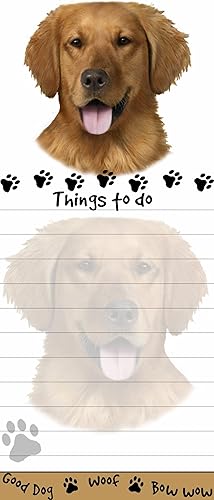 "Golden Retriever Magnetic List Pads" Bloc de notas adhesivo de forma única que mide 8.5 x 3.5 pulgadas