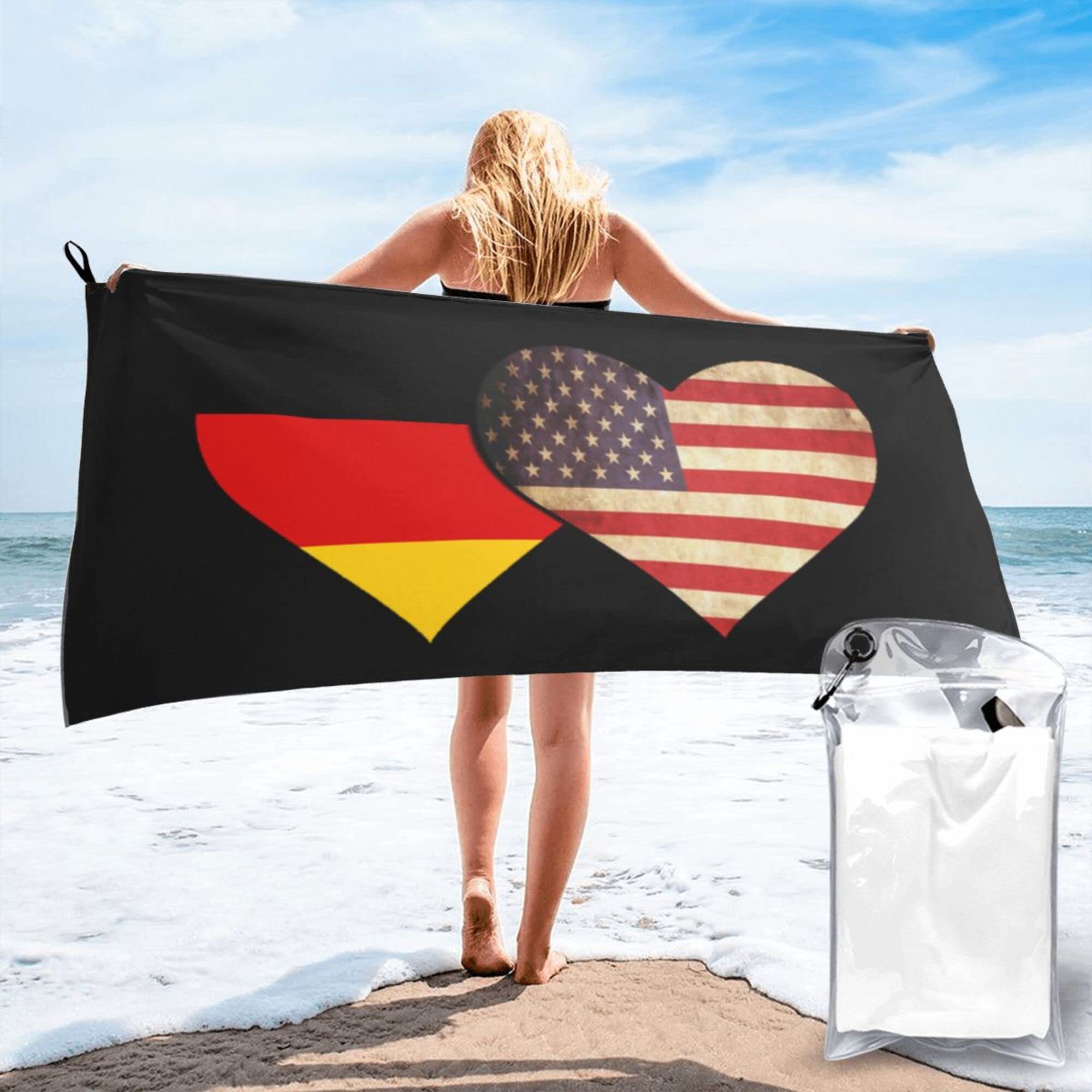Lsjueean Flag and American Flag Microfiber Beach Towel-Quick Dry Oversized Towels Blanket for Travel Pool Camping