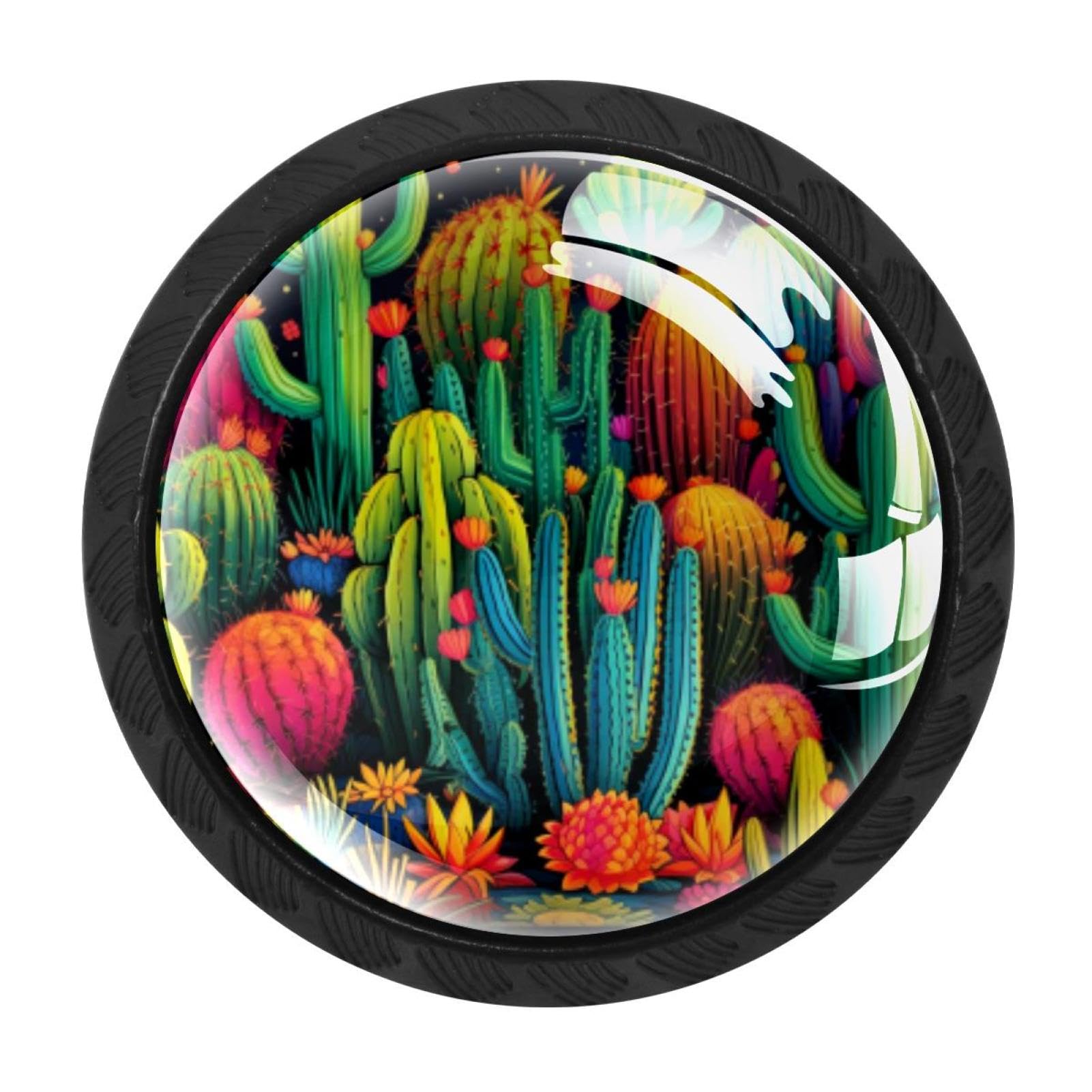 CHENZZZZ Cactus Colorful Drawer Pulls 4 Pcs Handle Glass Door Cabinet Knobs Home Office Kitchen Wardrobe Cupboard Hardware for Dresser Drawers