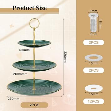 TsunNee 2-Pack 3-Tier Cake Stand Cupcake Holder, Dessert Plates Cakes Fruit Cookie Candy Display Tower Serving Platter, Pastry Tiered Serving Tray for Chiristmas Wedding Birthday Tea Party