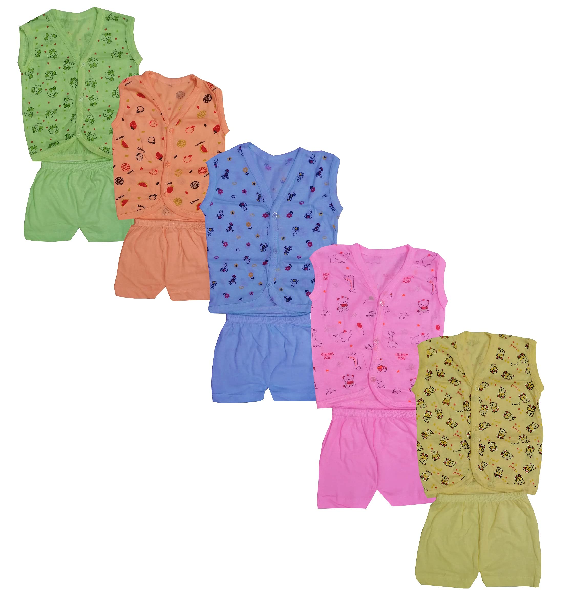 MRB Baby Boys & Baby Girls Set T-Shirt Shorts (Multicolor Pack of 5)