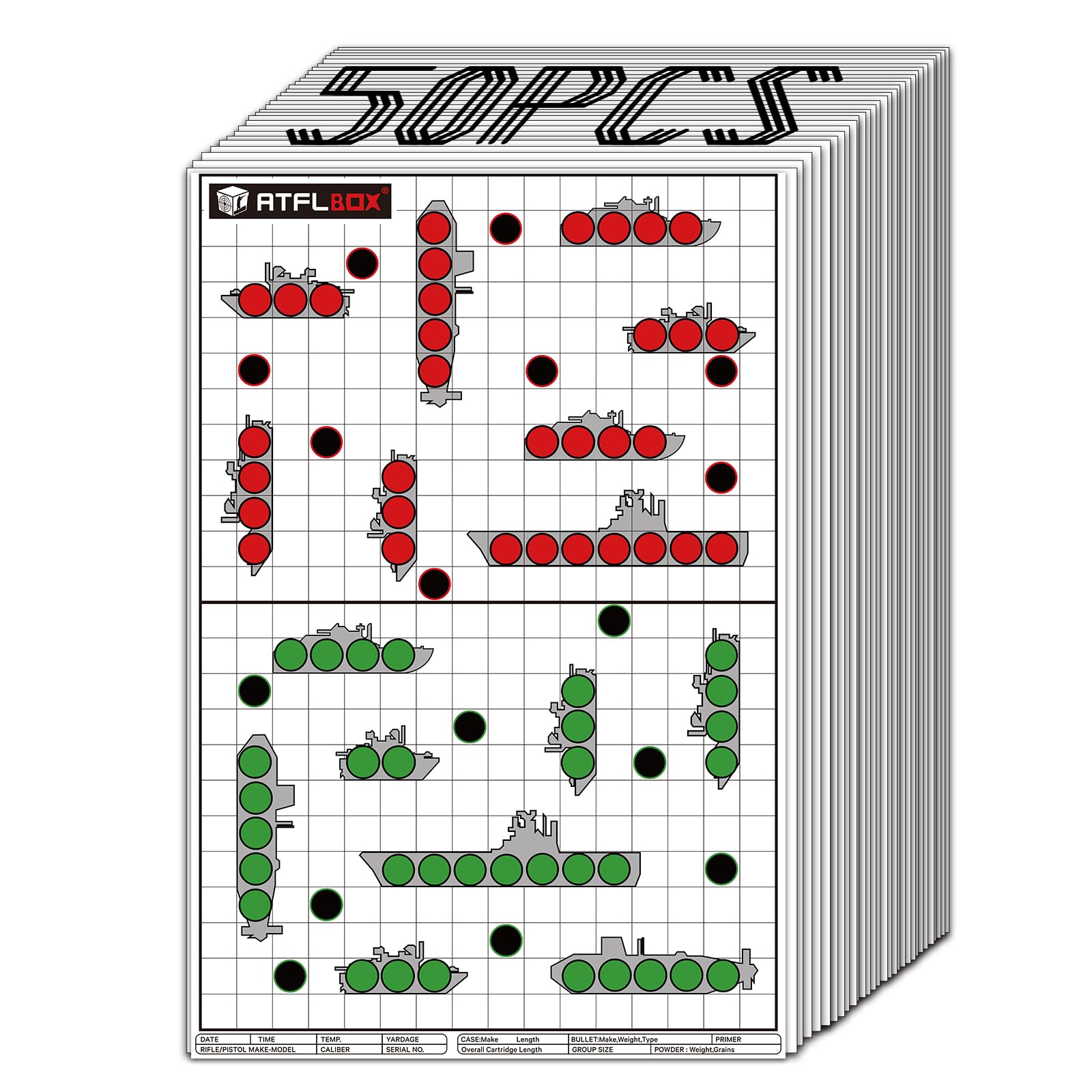 Atflbox 17X25 Inch Battle Target, Highly Visible and Bright Game Targets, Rifle Boats Paper Shooting Targets for Shooting Range or Outdoor Shooting Practice