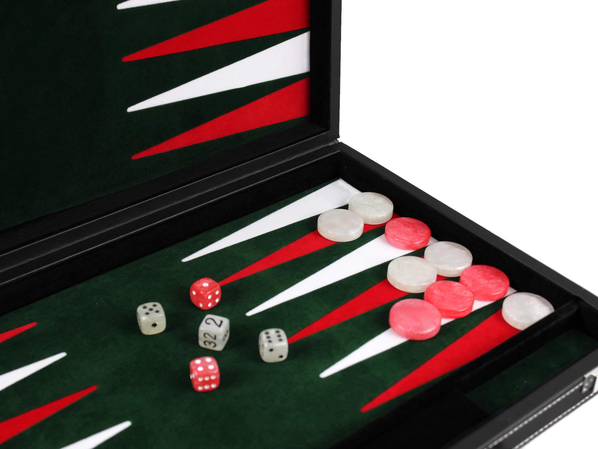 Leather Backgammon Set Malachite Green - 21"